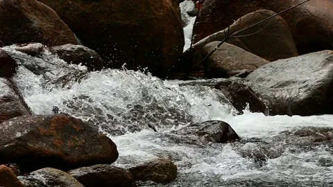 HD footage of Rive with rock in deep forest in Slow motion, South of Thailand Stock-Footage 70858876