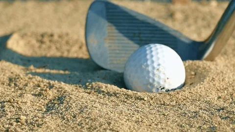 HD Footage, Slow-Motion: Hitting golf Ball From Sand Trap Video stock 72395043