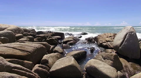 HD Format : Tropical sand beach against the blue sky. Stock Footage 55751840
