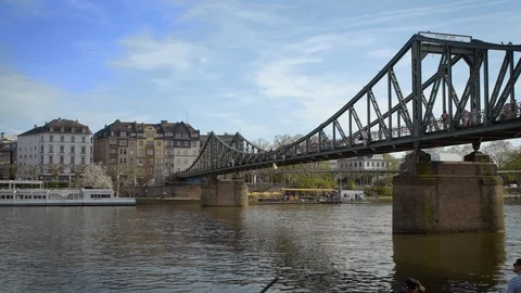 HD Frankfurt Germany, Eiserner Steg Stock Footage 90259652