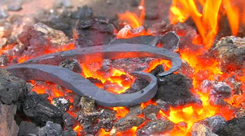 HD Glowing iron pattern ready for blacksmith, closeup 库存影片 636857