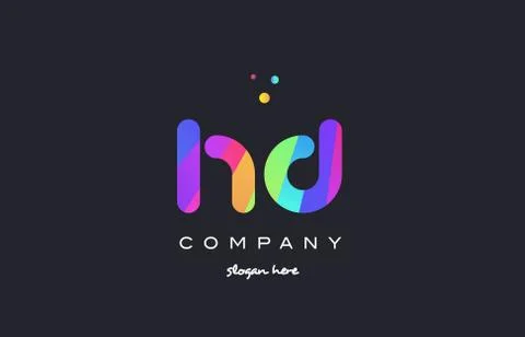 Hd h d  colored rainbow creative colors alphabet letter logo icon Illustrazione stock