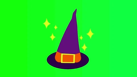 HD Halloween Witch Hat Chroma Key Animation | Green Screen Graphic for Editing Stock Footage 286922791