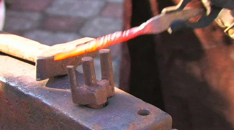 HD Hard and beautiful work of blacksmith, closeup Stock Footage 636909