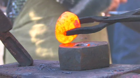 HD Hard work in Blacksmith Shop, closeup Stock Footage 636894