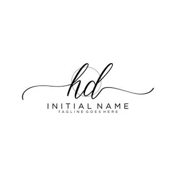 HD Initial handwriting logo with circle template vector Illustrazione stock