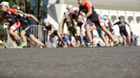 HD - Inline Skating Marathon. blurred view Видео 27720687