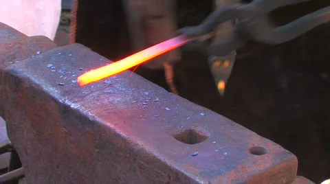 HD Laborious work of blacksmith, closeup Stock Footage 636916