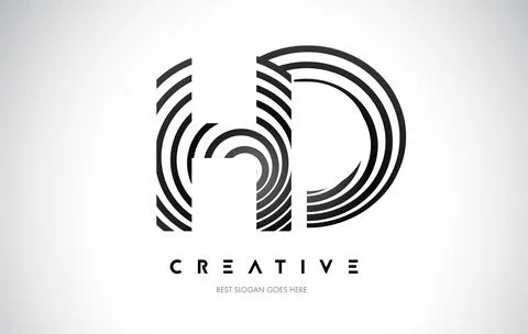 HD Lines Warp Logo Design. Letter Icon Made with Black Circular Lines. Stock Illustration