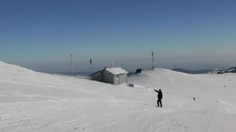 HD Man Kiting, Winter Landscape, Ski Resort in Cold Mountains, Extreme Sport Stock Footage 22025201