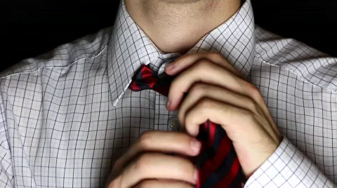 HD: Man Necktie positioning Stock Footage 837710