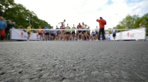 HD - Marathon. Starting line Stock Footage 11067406