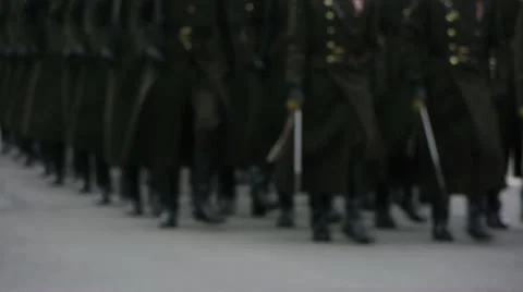 HD - Military Parade. Soldiers Stock Footage 13980341
