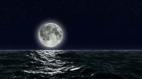 HD - Moon over the ocean Stock Footage 10852308