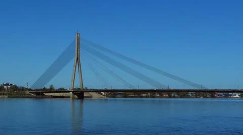 HD - Motion timelapse. Cable-stayed bridge Video stock 10931557