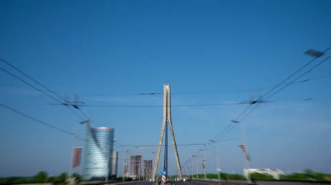HD - Motion timelapse. On the Cable-stayed Bridge Stock Footage 23789965