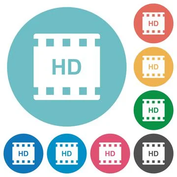 HD movie format flat round icons Stock Illustration