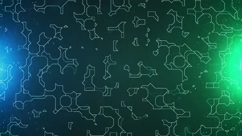 HD Multicolor, Background with Random Patterns, Sci Fi Blue and Green Dual Video stock 163781482