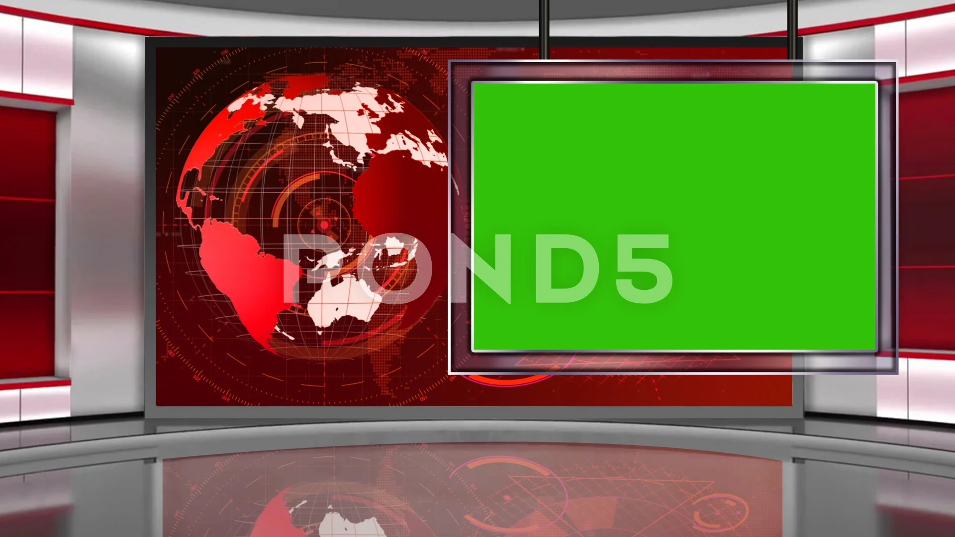 HD News Virtual Studio Green Screen Red   Stock Video  Pond5