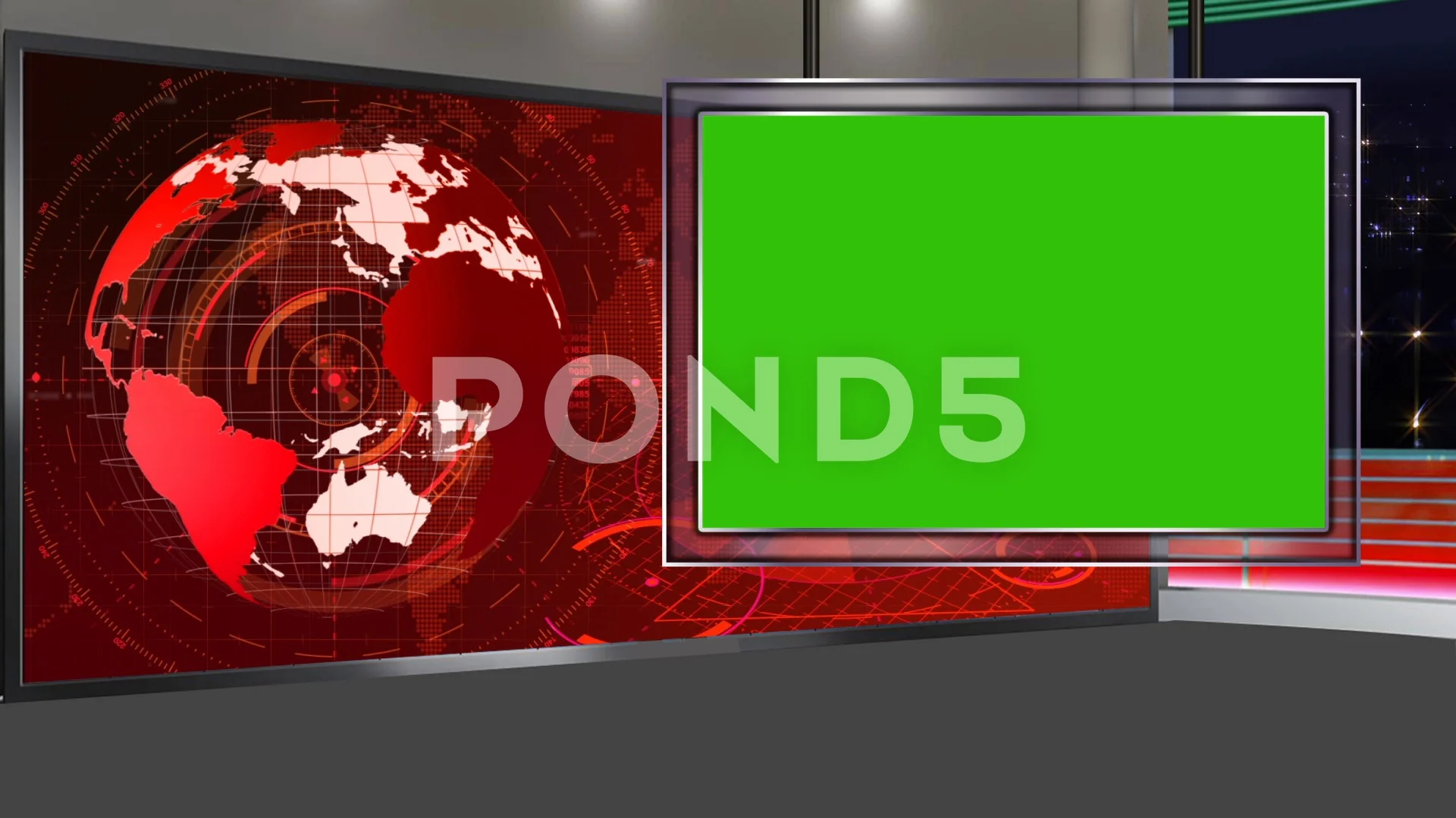 HD News Virtual Studio Green Screen Red ... | Stock Video | Pond5