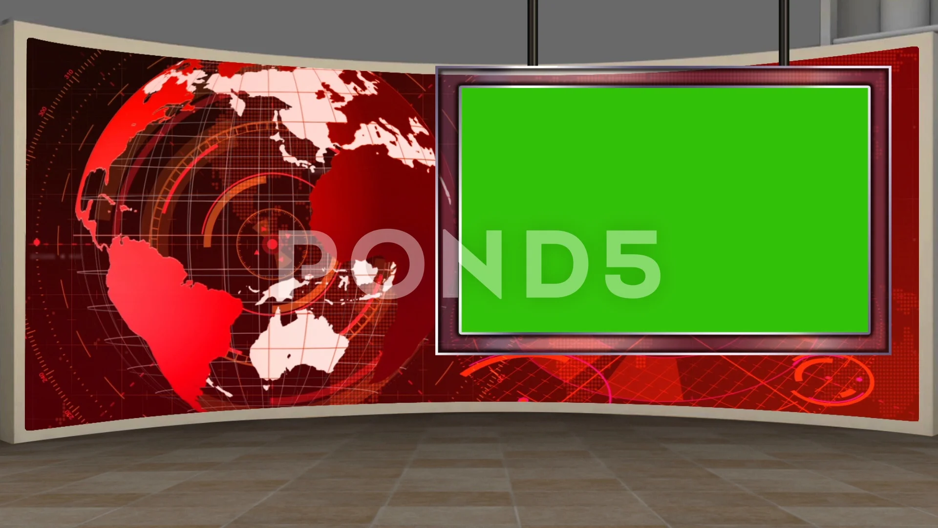 Hd News Virtual Studio Green Screen Red Stock Video Pond5