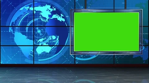 HD News Virtual Studio Green Screen Blue... | Stock Video | Pond5