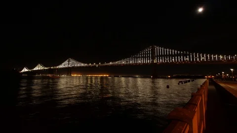 HD, night time lapse of the Bay Bridge in San Francisco, California Stock Footage 101193699