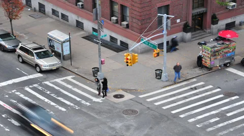 HD- NYC Busy Midtown Intersection- Time Lapse Stock Footage 34991262