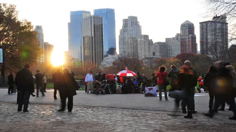 HD- NYC Central Park Dance Party - TIme Lapse Stock Footage 34990886