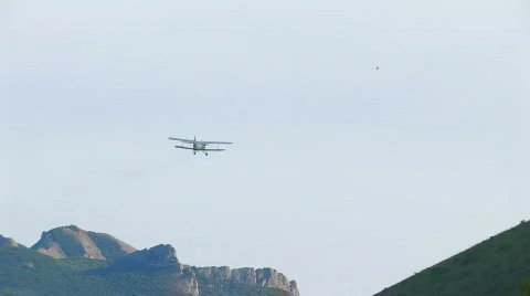 HD Old biplane flying in clear sky Stock-Footage 505357