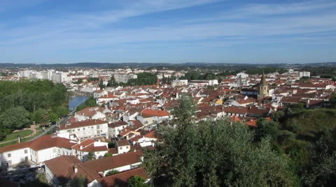 HD: Old city Tomar with river Nabao, Portugal Stock Footage 46637601