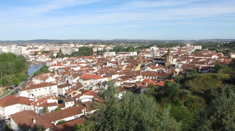 HD: Old city Tomar with Templar castle, Portugal Stock Footage 46645922