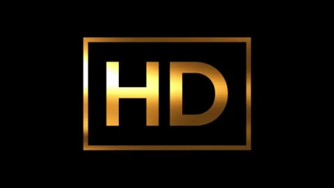 HD or HD+ Resolution label or icon Animation in Gold color with black backg.. Видео 309538510