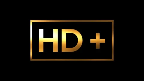 HD or HD+ Resolution label or icon Animation in Gold color with black backg.. Stock Footage 309539605