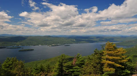 HD - Overlooking Beautiful Lake George - Time lapse Stock Footage