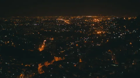 HD Pan - Rio de Janeiro Favela and Cityscape by Night Stock Footage 59753174