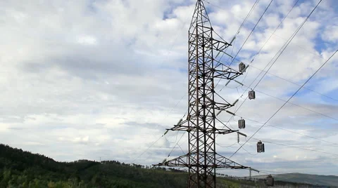 HD Panorama of High voltage power line Vidéo 914404