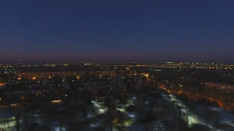 HD Panoramic drone aerial shoot over the night industrial city. Vidéo 102267255