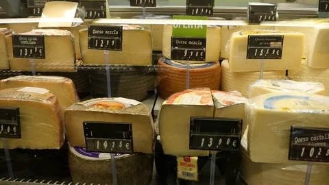 HD. Panoramic view of a cheese stand Stock-Footage 78110428
