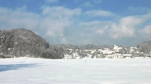 HD: Panoramic View Of Man Backcountry Skiing Stock Footage 10289156