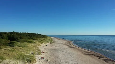 HD Panoramic view with one of the most beautiful and wild beaches in Lithuania Stock Footage 137967743