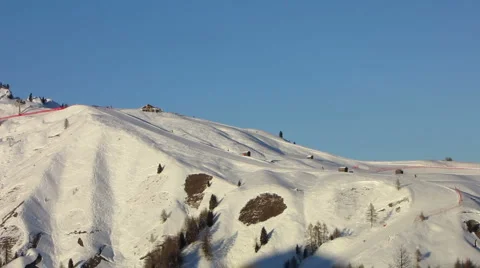 HD: Panoramic View Of Ski Area In Beautiful Late Afternoon Sunlight Video stock 979454