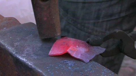 HD Processing of metal bar on the anvil, closeup Stock Footage 636926