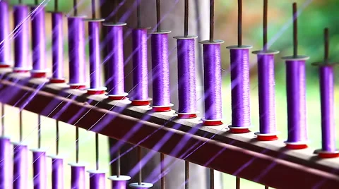 HD: Raw silk thread in silk factory production line, 1920x1080 Stock Footage 49043839