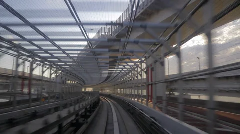 HD real time yurikamome driverless train in odaiba Video stock 39657123