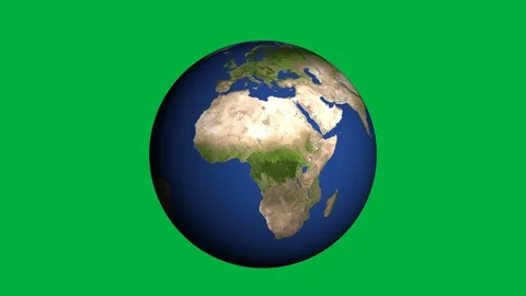 HD Realistic Earth Rotating (Loop on Green Screen) Stock Footage
