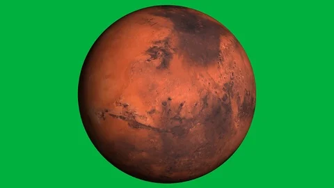 HD Realistic Mars Rotating (Loop on Green Screen) Stock Footage 103099852