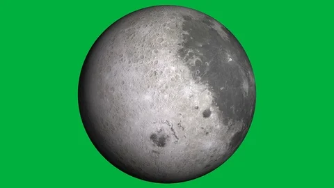 HD Realistic Moon Rotating (Loop on Green Screen) Stock Footage 103020926