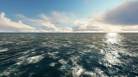 Hd realistic rendered cloudy timelapse of seascape. Video stock 90947337
