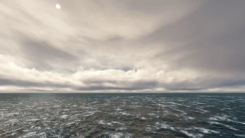 Hd Realistic Rendered Cloudy Timelapse of Seascape. Stock Footage 90947593